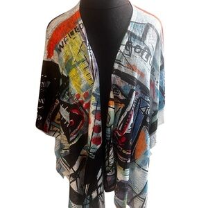 Et Lois Wrap Multicolored Graffiti Print One Size